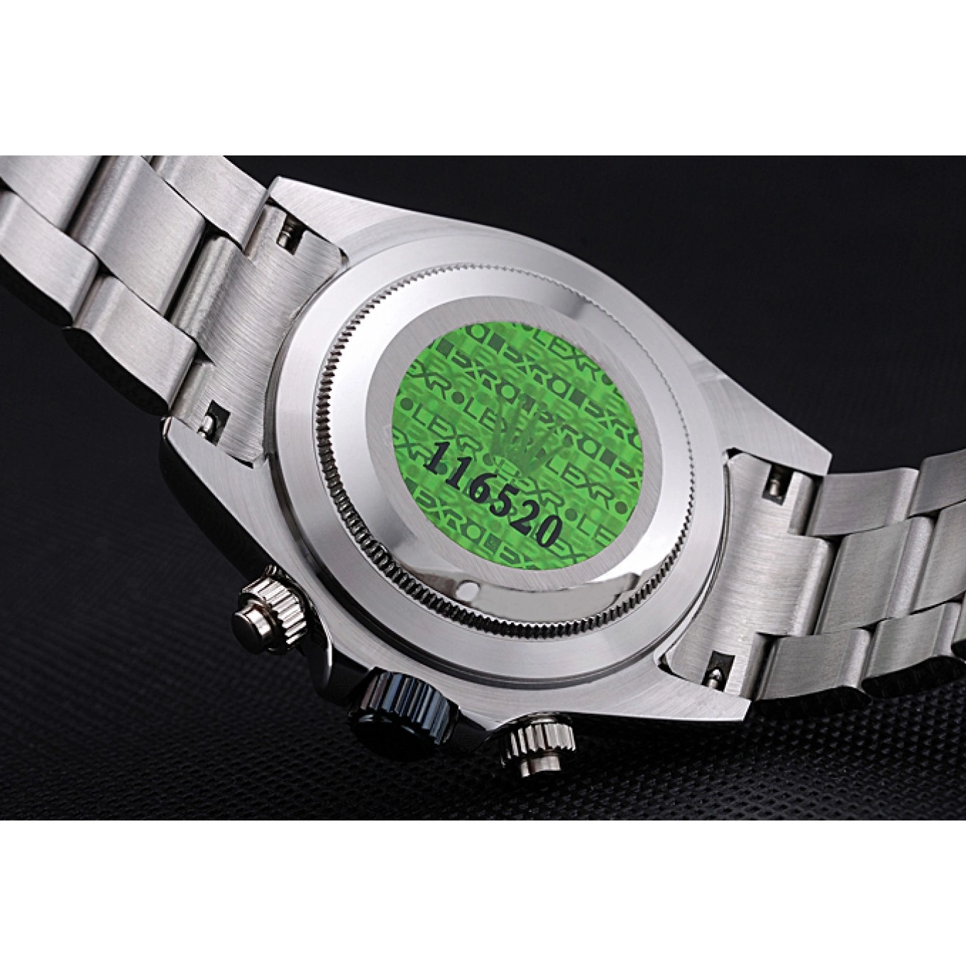 Good copy rolex watches Enameled Stainless Black Steel White Dial Rolex Daytona 0615